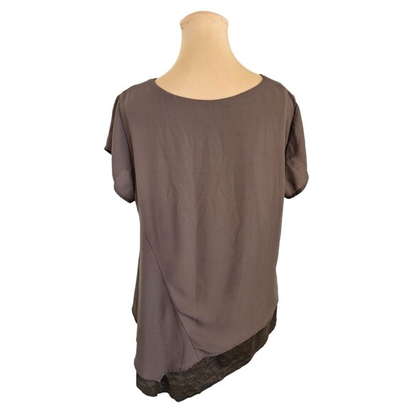 Stella Carakasi Brown Double Layer Hemp Blend Short Sleeve Blouse Sz M - Picture 3 of 7